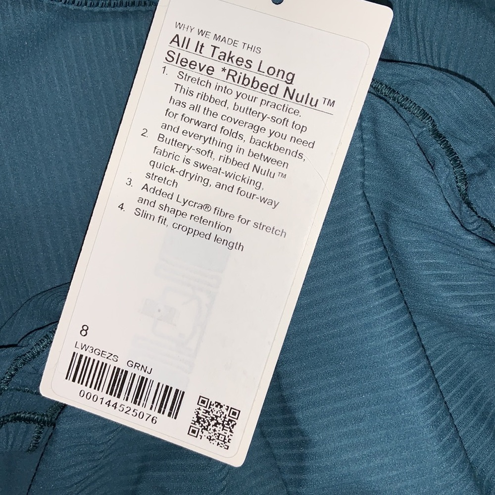 NWT Lululemon Athletica All It Takes Ribbed Nulu Long-Sleeve Shirt - Picture 9 of 9
